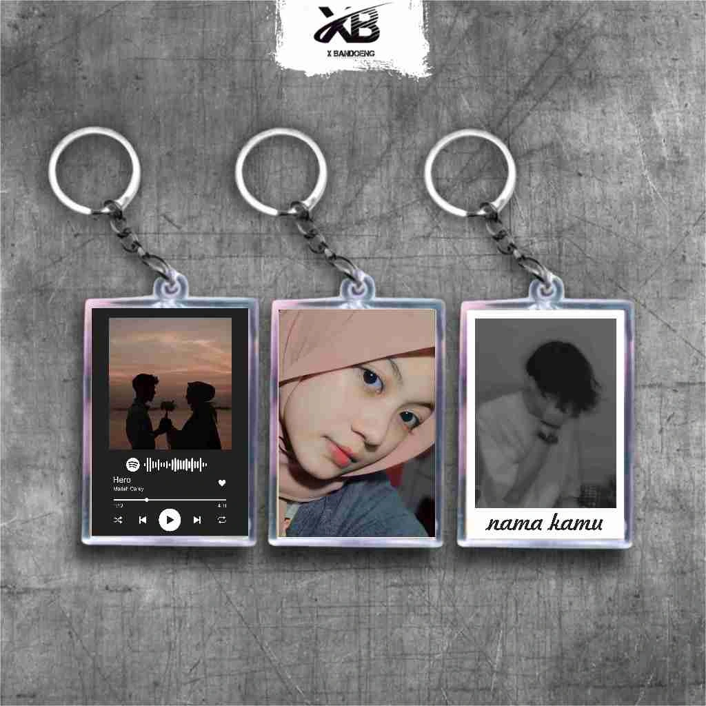 XB GANTUNGAN KUNCI Akrilik Custom Keychain Foto Dua Sisi Ganci Spotify