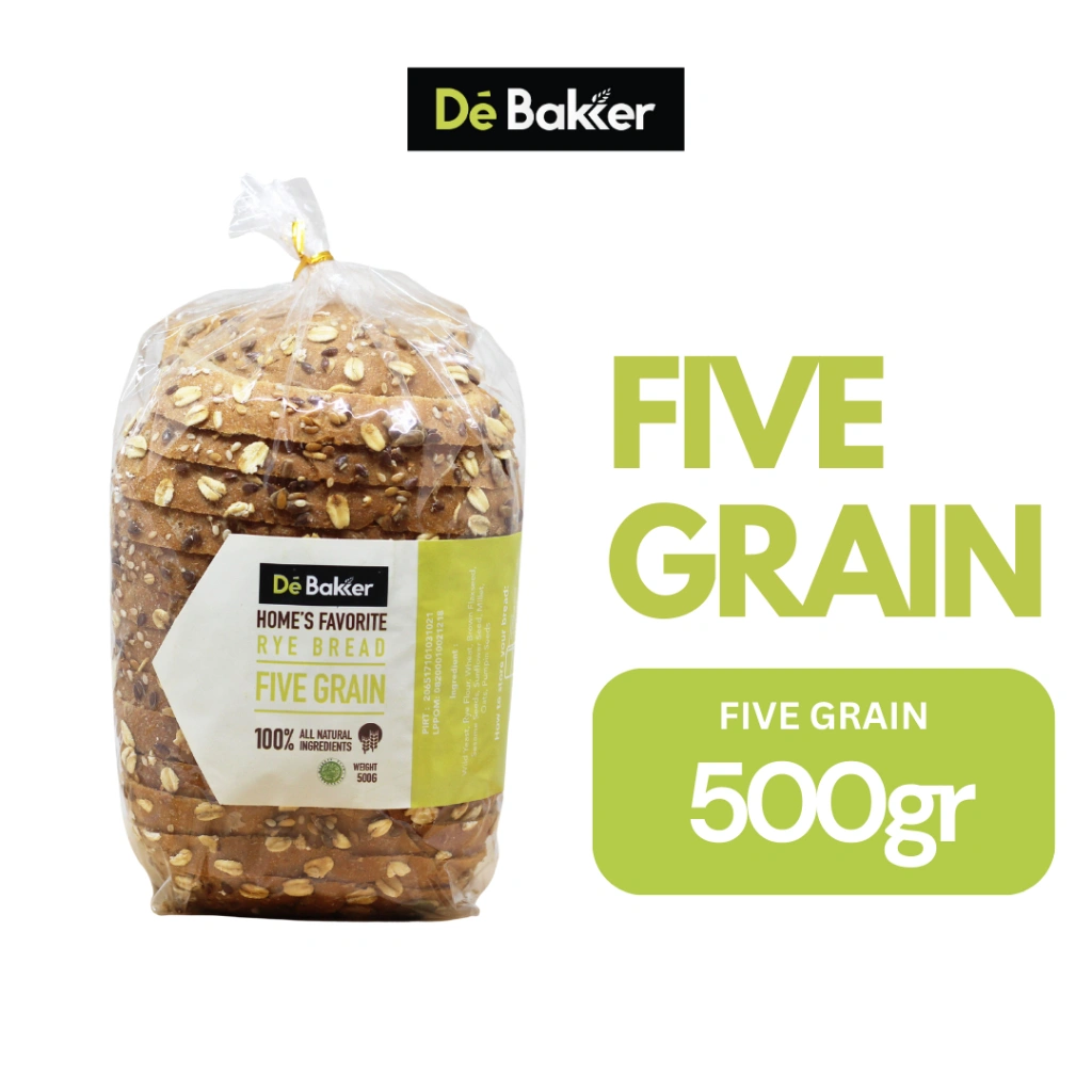 Debakker Bakery Five Grain Roti Rendah Kalori - Healthy Food - Diet Snack - Vegan Friendly - Bread Roti