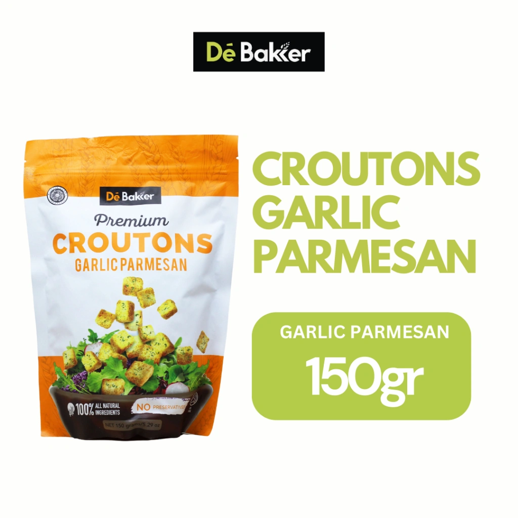 Debakker Bakery Croutons Garlic Parmesan Snack Diet - Healthy Food - Diet Snack - Vegan Friendly - Bread Roti