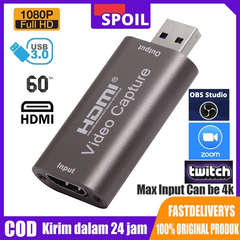 SPOIL Mini Video Card Capture Grabber Multimedia HD Video Cards Support 4K Input USB 2.0/3.0