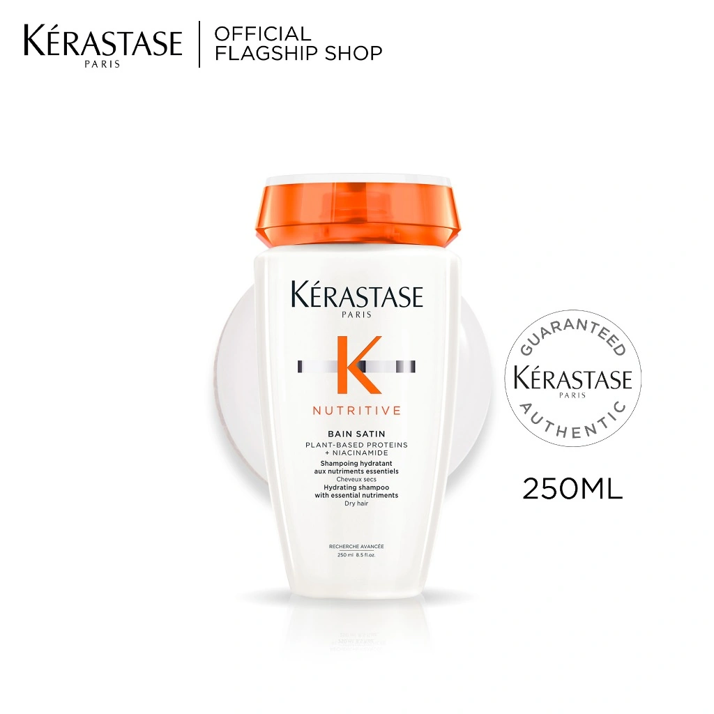 Kerastase Bain Satin 250ml Shampoo for Dry Hair - Shampoo untuk Menghidrasi Rambut Kering. +44% Rambut Terhidrasi. Diperkaya Plant Based Protein dan Niacinamide.