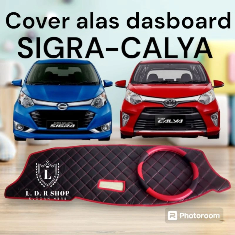 alas dasboard mobil calya/sigra dan sarung stir (kulit sintetis)