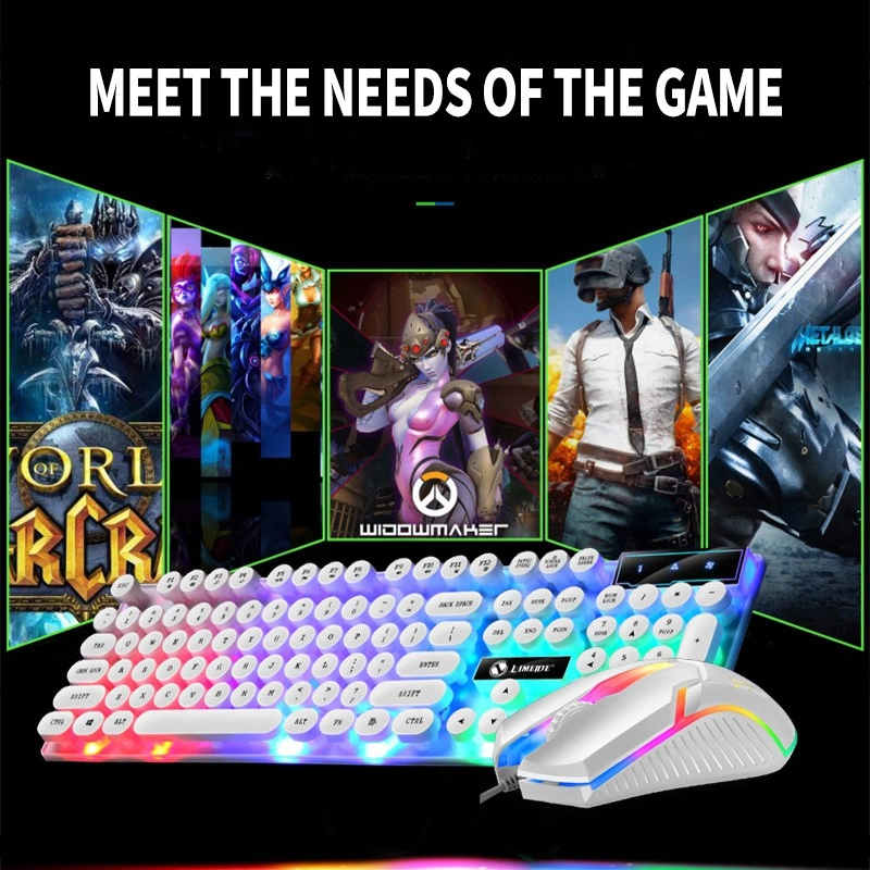 keyboard Gaming Mouse Gaming Set Mechanical Lampu RGB Cahaya Led Kable usb-BT300/Paket keyboard dan Mouse Gaming Komputer