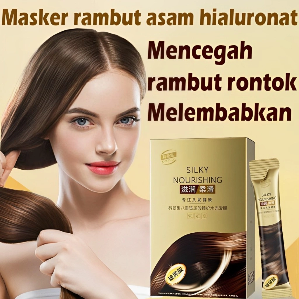 Masker rambut penghidrasi asam hialuronat, masker rambut anti rambut rontok  20 kantong per kotak