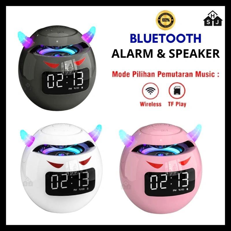 Speaker Bluetooth Jam LED Smart Multifunction Alarm Clock Speaker Portable Super Bass Little Devil