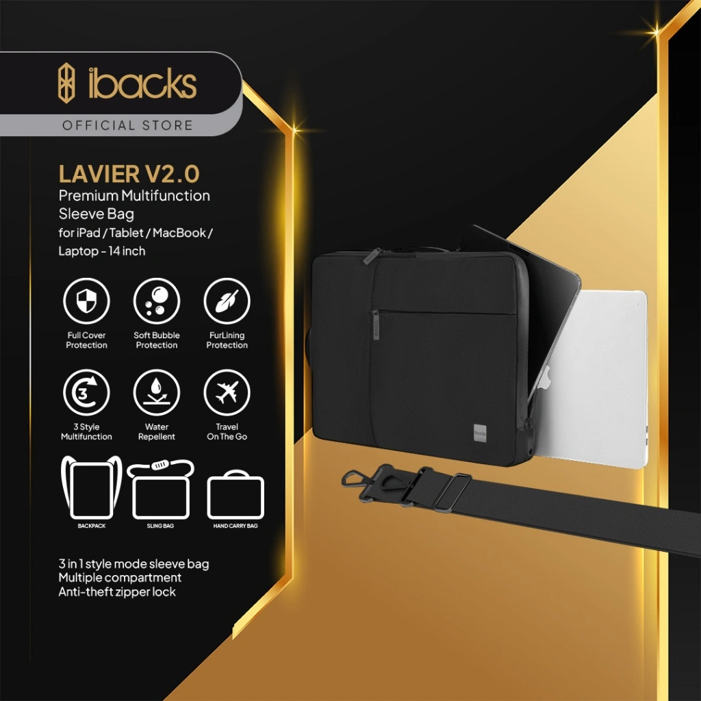 ibacks Lavier V2 Sleeve for Macbook/Laptop PRO/AIR 13"/14"/16"