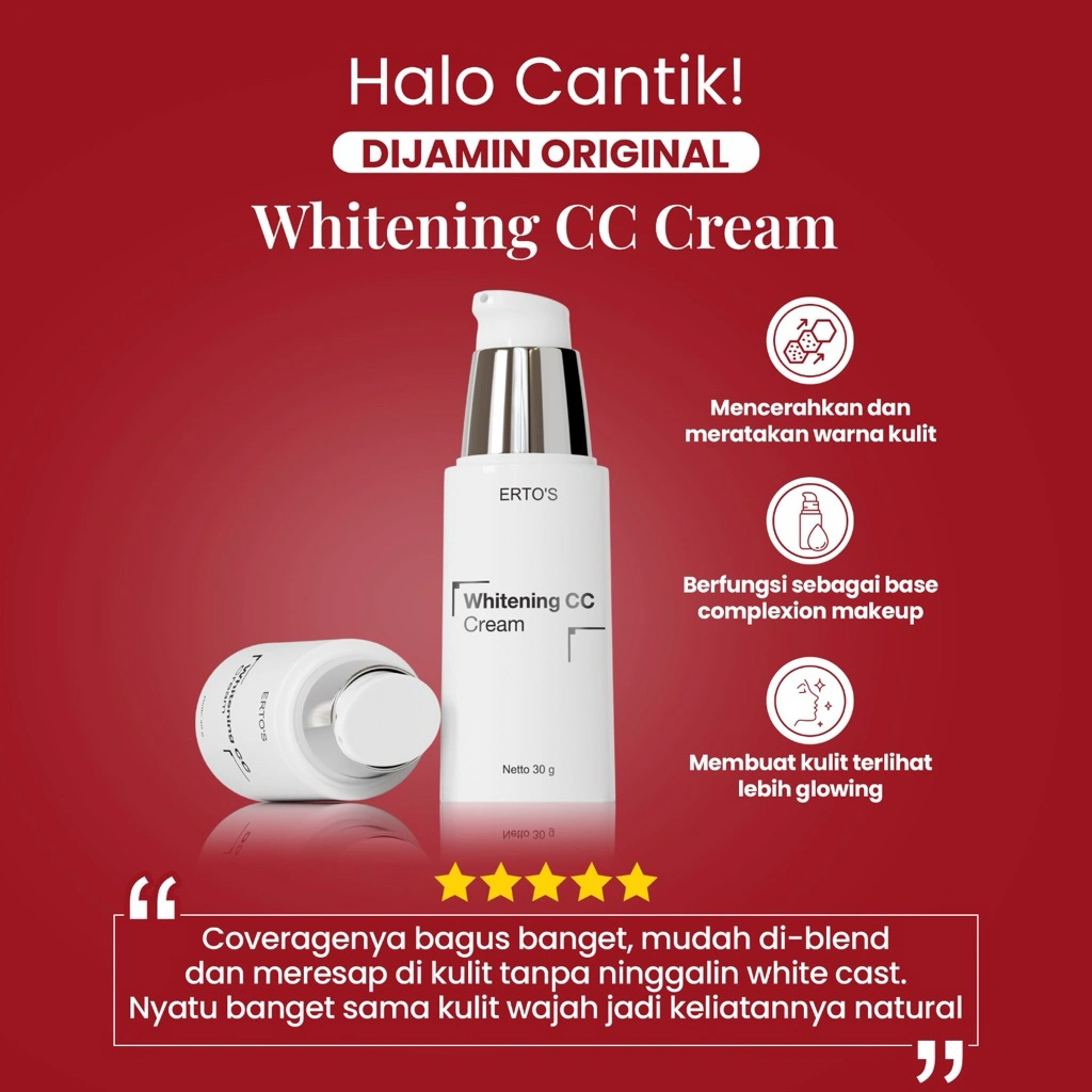 ErtosCC Cream Whitening Cream Siang CreamCorecctor Untuk Semua Jenis Kulit Matte Finish Oil Control