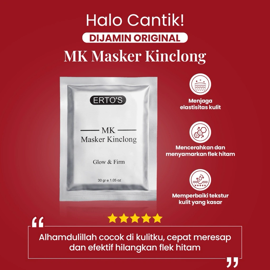 Masker Kinclong / Erto's Masker Wajah / Bikin Kulit Cerah / Kinclong / Glowing Mask / Melembabkan /