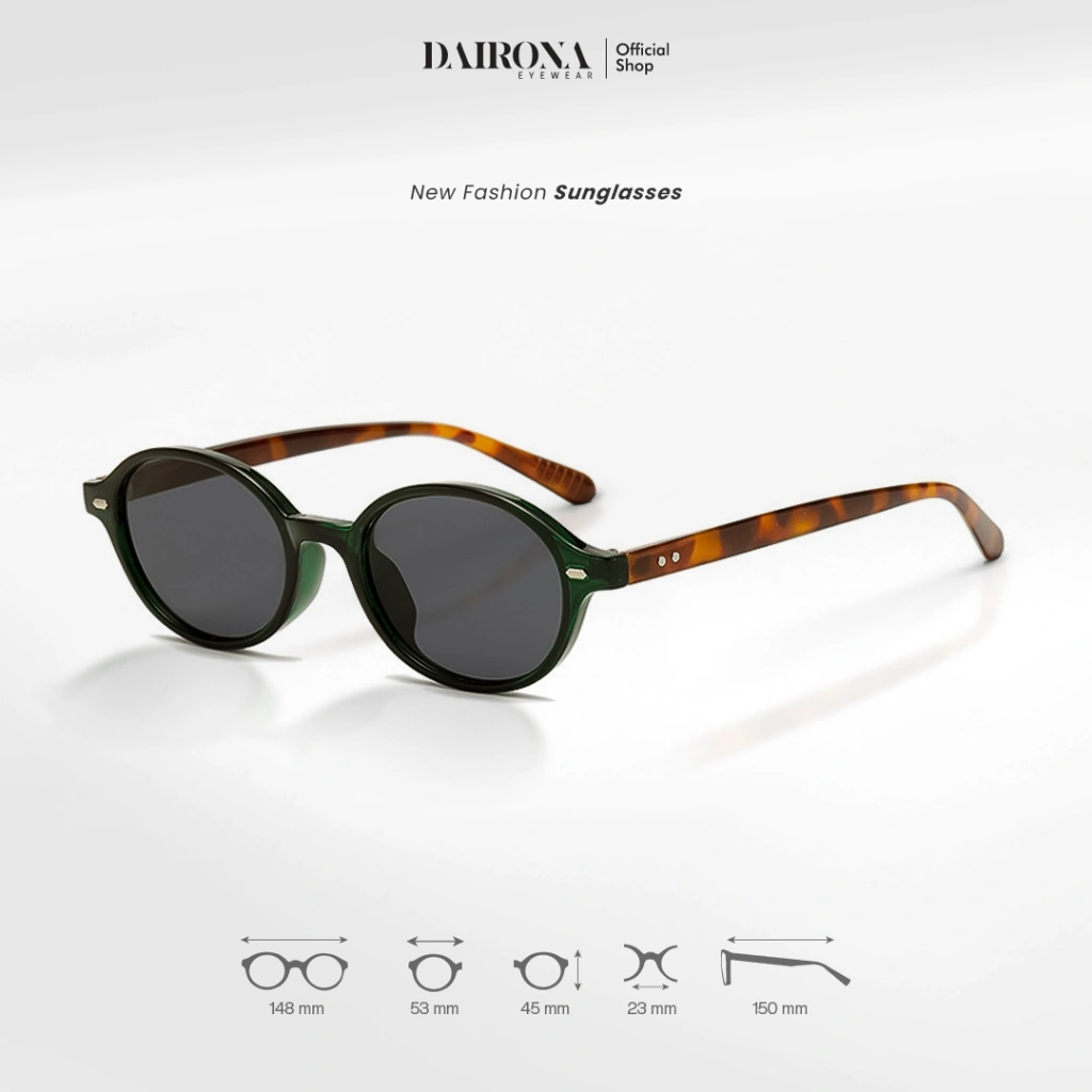 Dairona Eyewear Kacamata Hitam Sunglasses Fashion Korean Style Pria Wanita UV400 Polarized Anti Silau Bentuk Oval TR-90 9431S