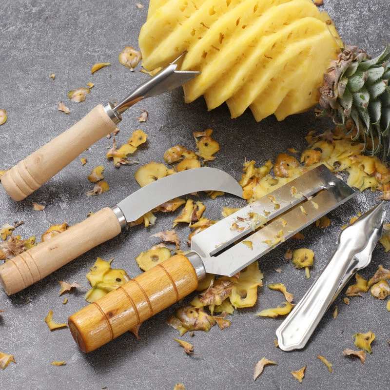 4Pcs /Set Alat Pengupas Nanas Alat Capit Nenas Stainless Jepitan Mata Nanas Pengupas Mata Nanas