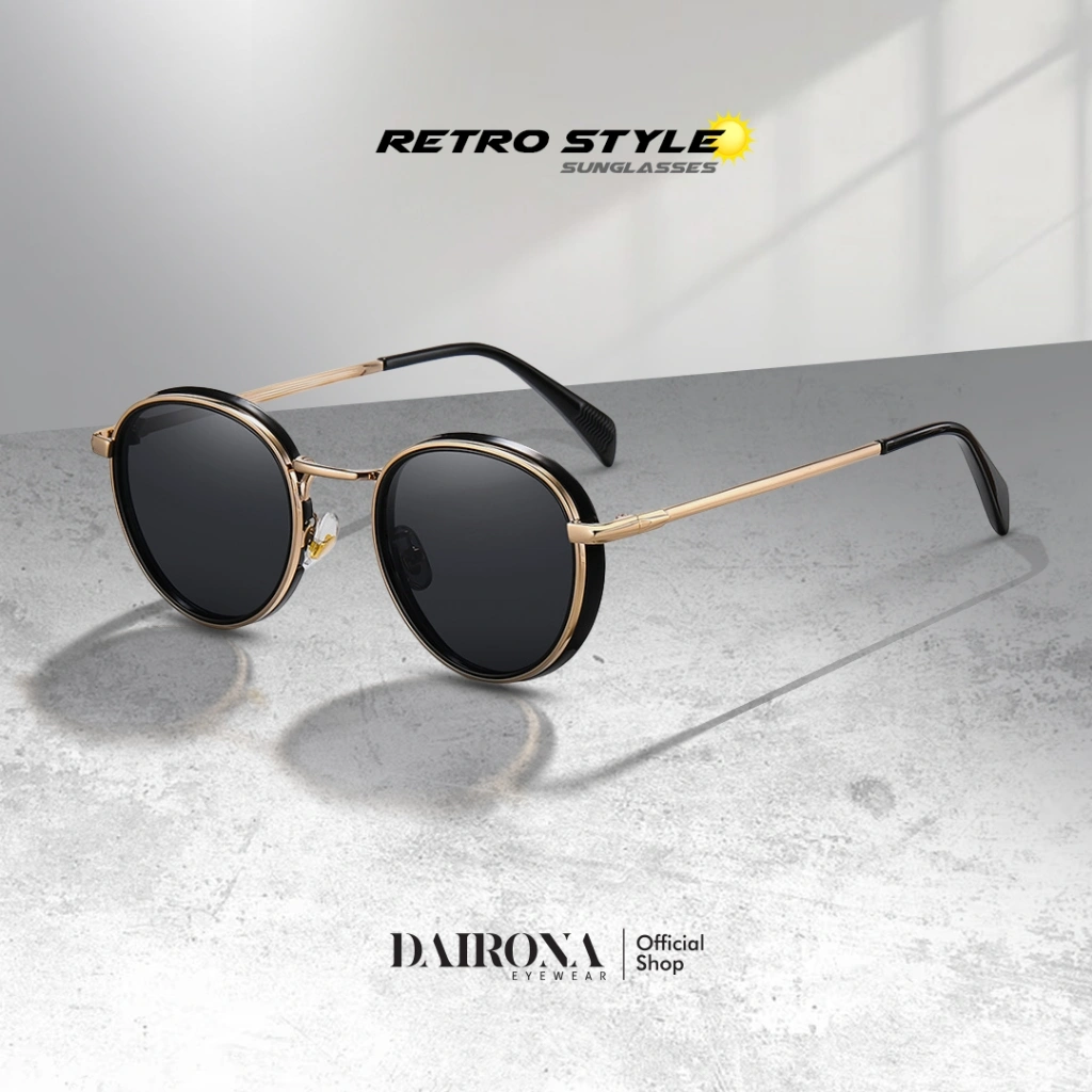 Dairona Eyewear Kacamata Hitam Vintage Round Style Fashionable Kacamata Sytle Terbaru Bentuk Bulat TR-90+Metal Kacamata Gaya Keren ZY-17050