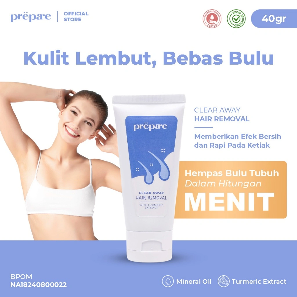 Prepare - Cream Penghilang Bulu Kaki Pembersih Bulu Ketiak Penghilang Bulu Permanen Waxing Ketiak