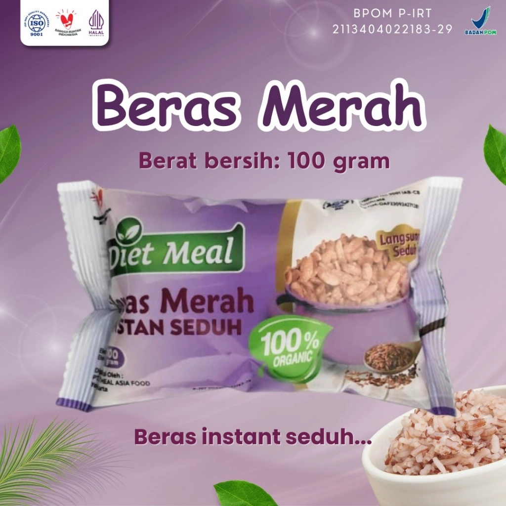 Dietmeal Beras Merah Instan Seduh Praktis Kemasan 100Gram