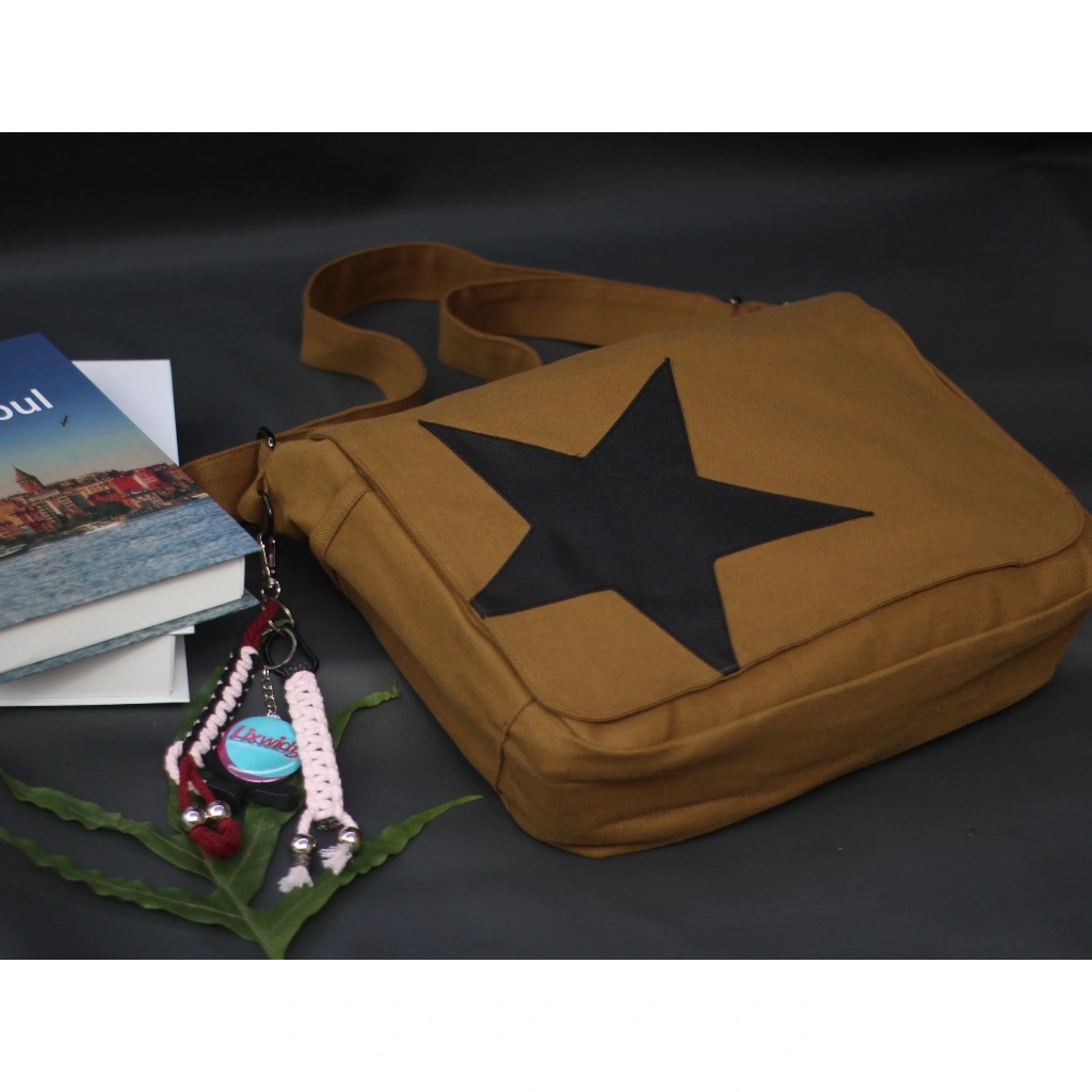 Tas Selempang Bahu Kanvas Wanita / Slingbag Canvas Stars Messeger Bag / Compartment Bag Simple Minimalis