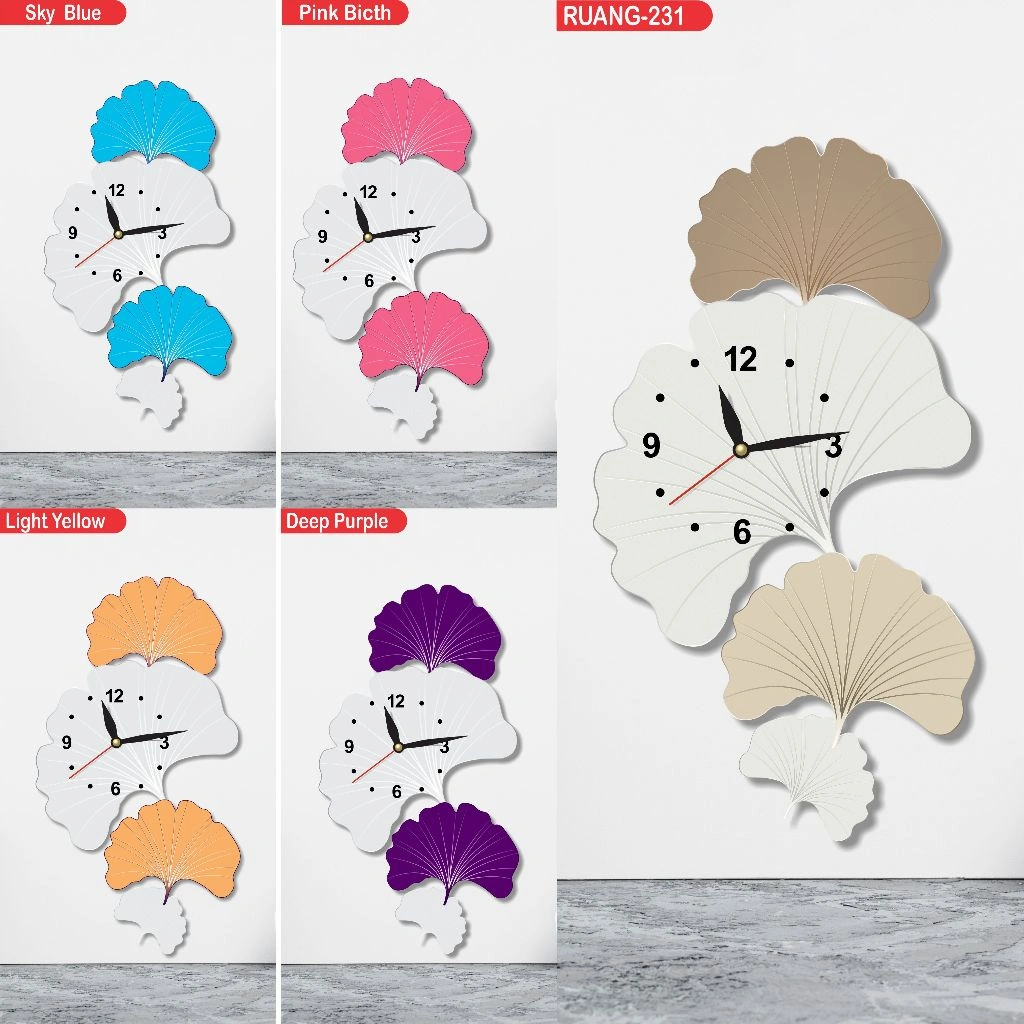 RC 231 Jam Dinding BUNGA BOHO AESTETIK LED  HOME Sweet Home  Hiasan dinding Ruang tamu/ kamar tidur