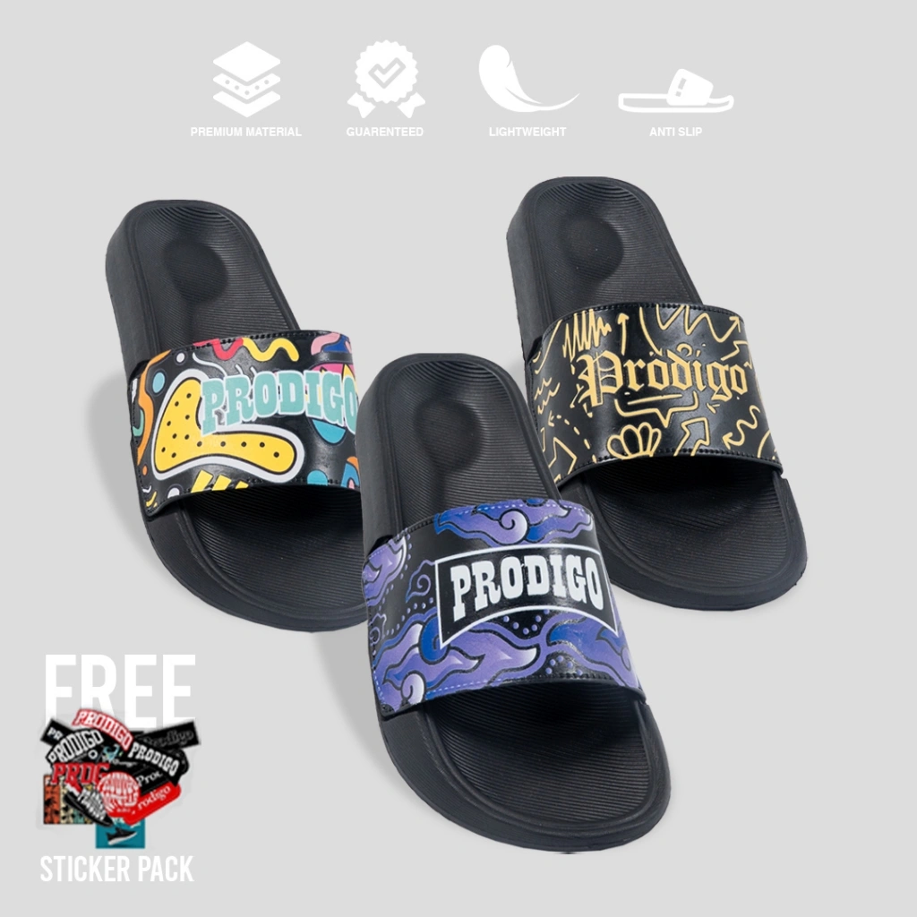 Prodigo * Sandal Pria Kajen All Varian I Sandal Slop Pria Wanita l Sandal Slide Pria Casual I Sandal Premium Slides Slip On