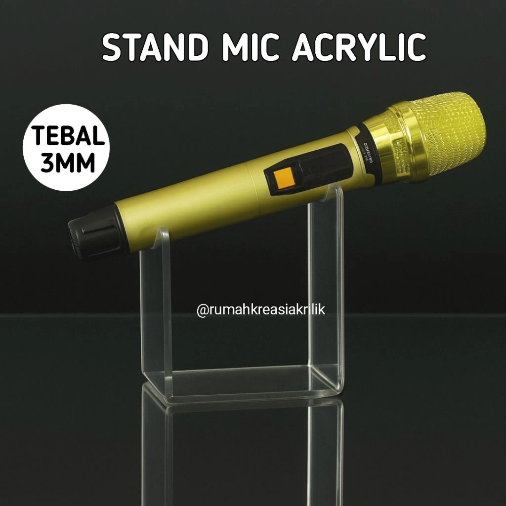 Promo Stand Holder Microphone High Acrylic Premium Dudukan Mic Akrilik Premium
