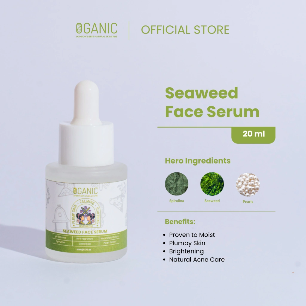 Oganic Seaweed Face Serum - Mencerahkan Kulit, Meredakan Kemerahan, Meredakan Jerawat, Membantu Memudarkan Bekas Jerawat, Melembabkan Kulit & Memperbaiki Skin Barrier