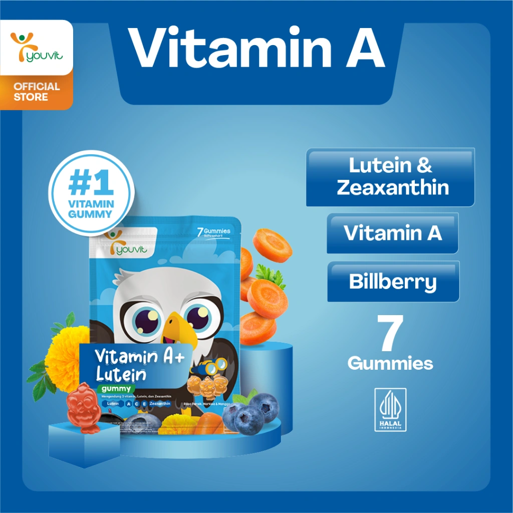 Youvit Kids Vitamin A+ Lutein 7 Hari | Vitamin Mata Anak dengan Lutein, Vitamin A, dan Ekstrak Bilberry