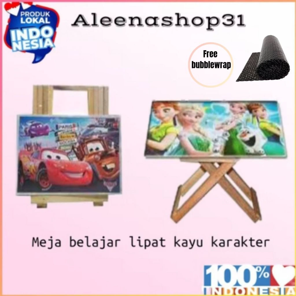 Meja belajar/lipat/karakter/anak/kayu/murah lebih kokoh bahan kayu pilihan