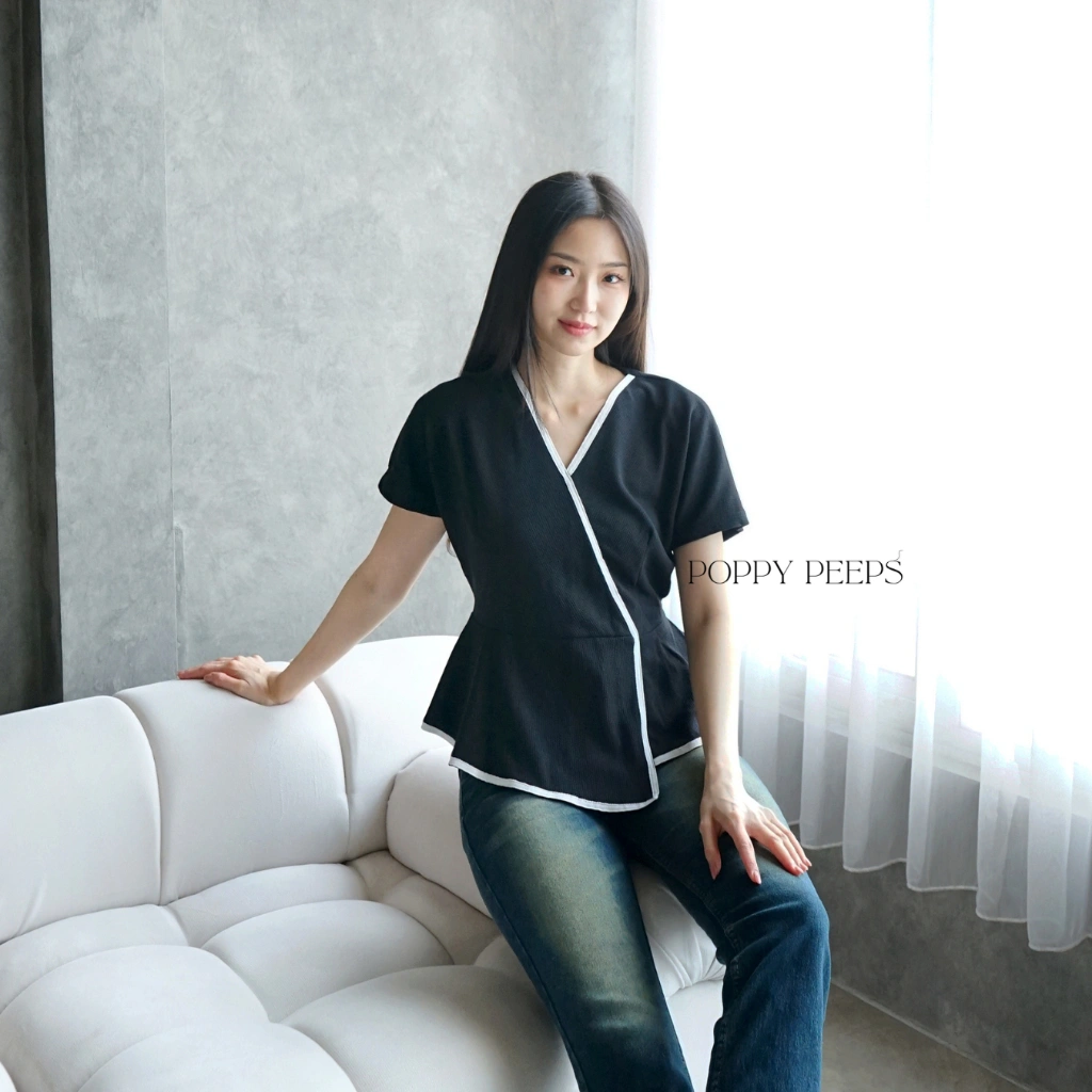 [ Poppypeeps ] FIOR TOP / Top Basic Knit / Atasan Wanita / Blouse Ribbed Knit Wanita