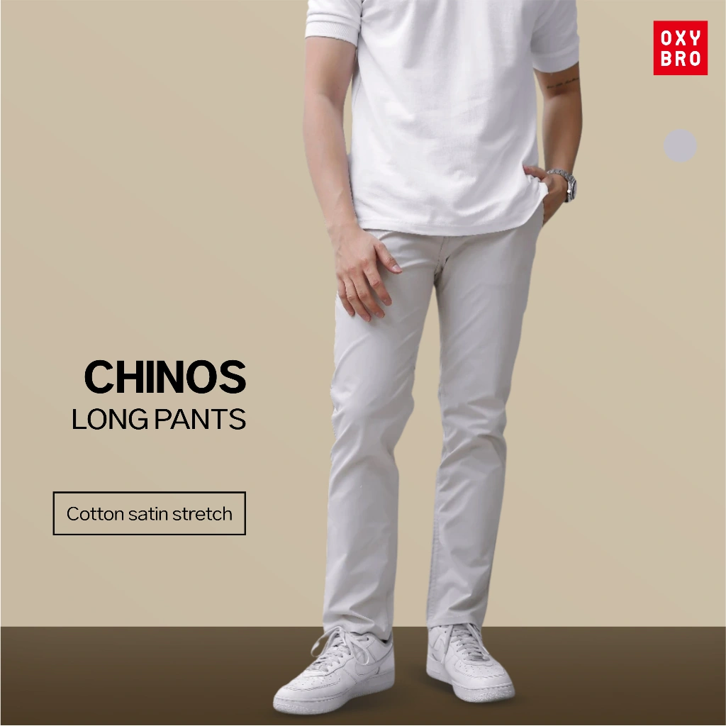 OXYBRO - Chinos Panjang | Celana Panjang Pria Broken White - Celana Casual Pria