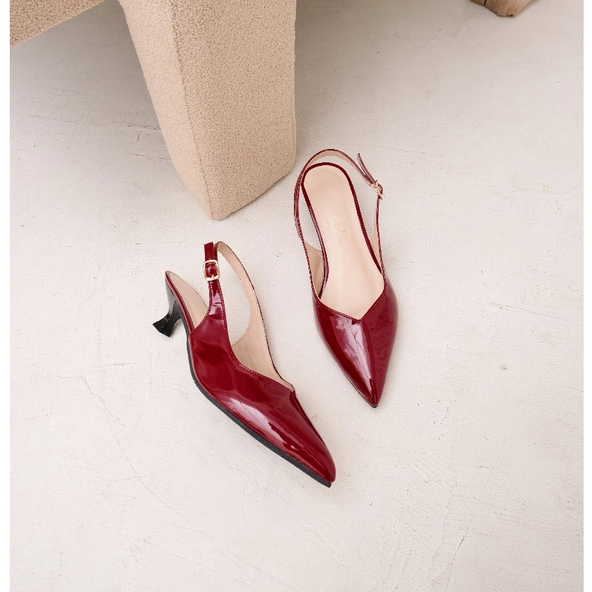 [NEW] La Vita E Bella Vanya Kitten Heels Wanita Sandal Slingback Women Stiletto Pointed Toe Glossy 5cm  [LV 5507]