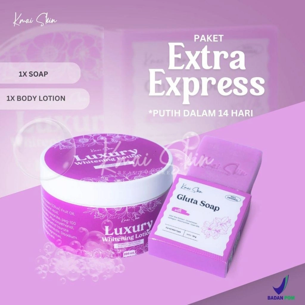 Paket Extra Express Whitening LOTION KMAI SKIN | LOTION Pemutih - Body Lotion Pemutih