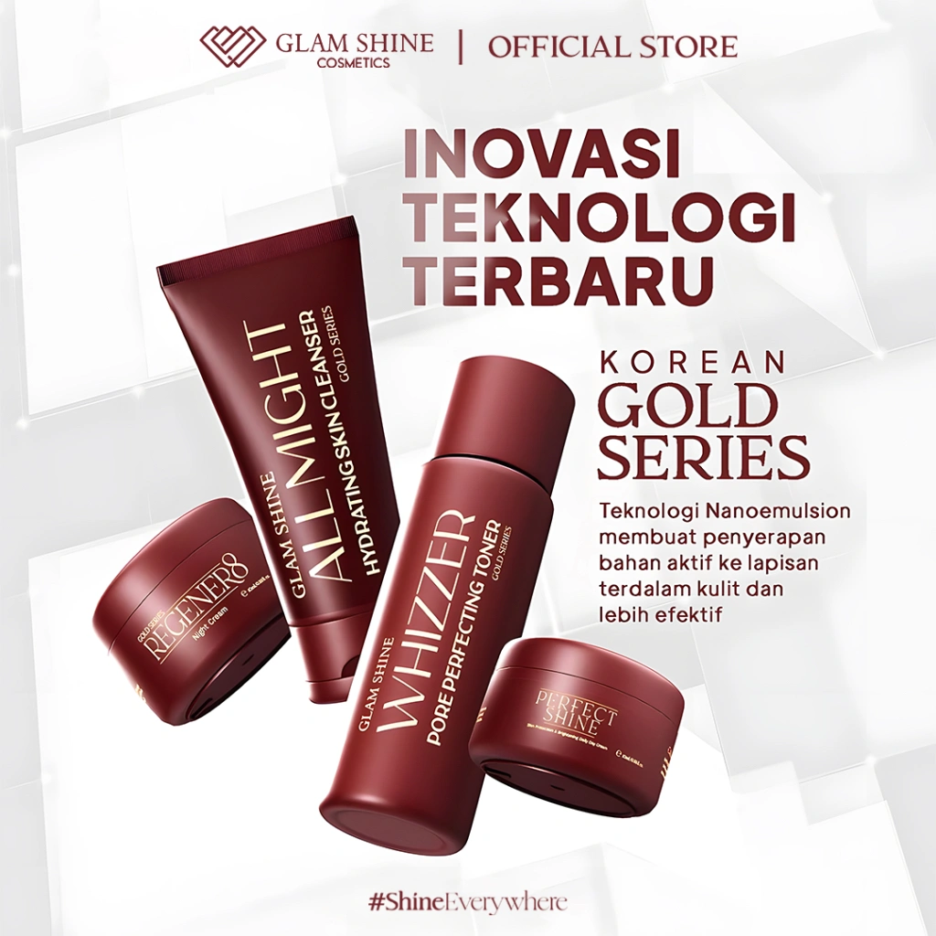 GLAM SHINE COSMETICS Korean Gold Series - Paket Skincare Wajah untuk Flek Hitam Dan Mencerahkan