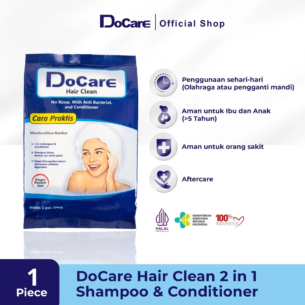 DoCare Hair Clean 2 in 1 Shampo & Conditioner / Dry Shampoo / Shampoo Spray / Shower Cap Shampoo Sekali Pakai