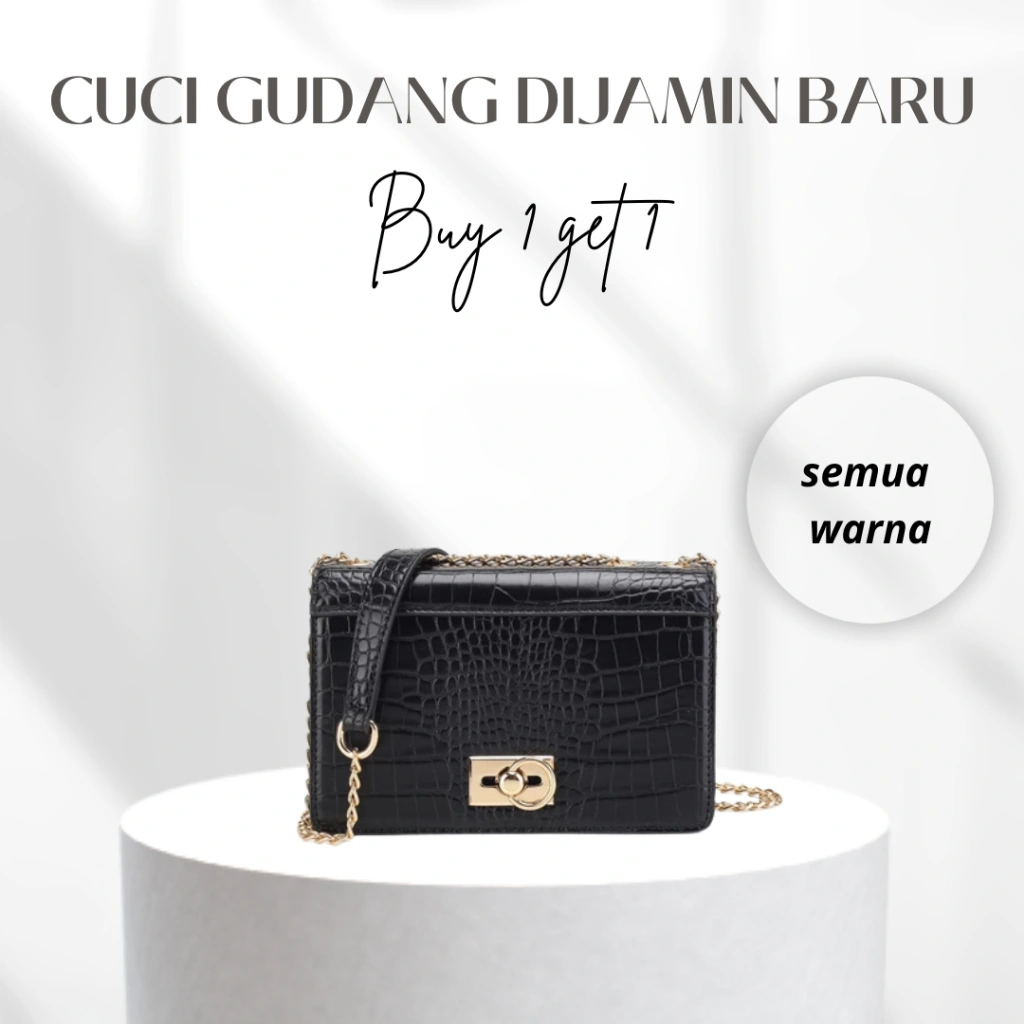 [Buy 1 Get 1] Tas Selempang Wanita sling bag tas Bahu Wanita Kotak Croco Sling Bag Rantai #205