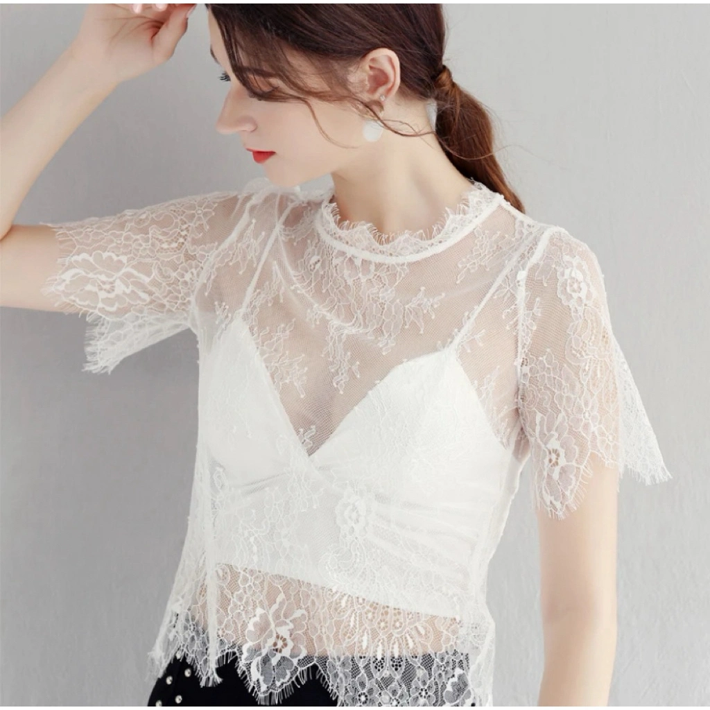 Atasan Lace Brukat Lengan Pendek
