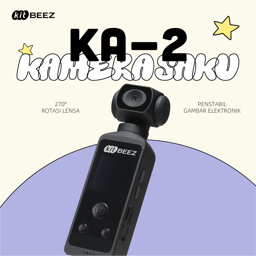 KiTBEEZ KA-2 Kamera Pocket WiFi Action Cam Gopro 4K HD Camcorder Rotasi 270° dengan Waterproof Housing Tahan Air