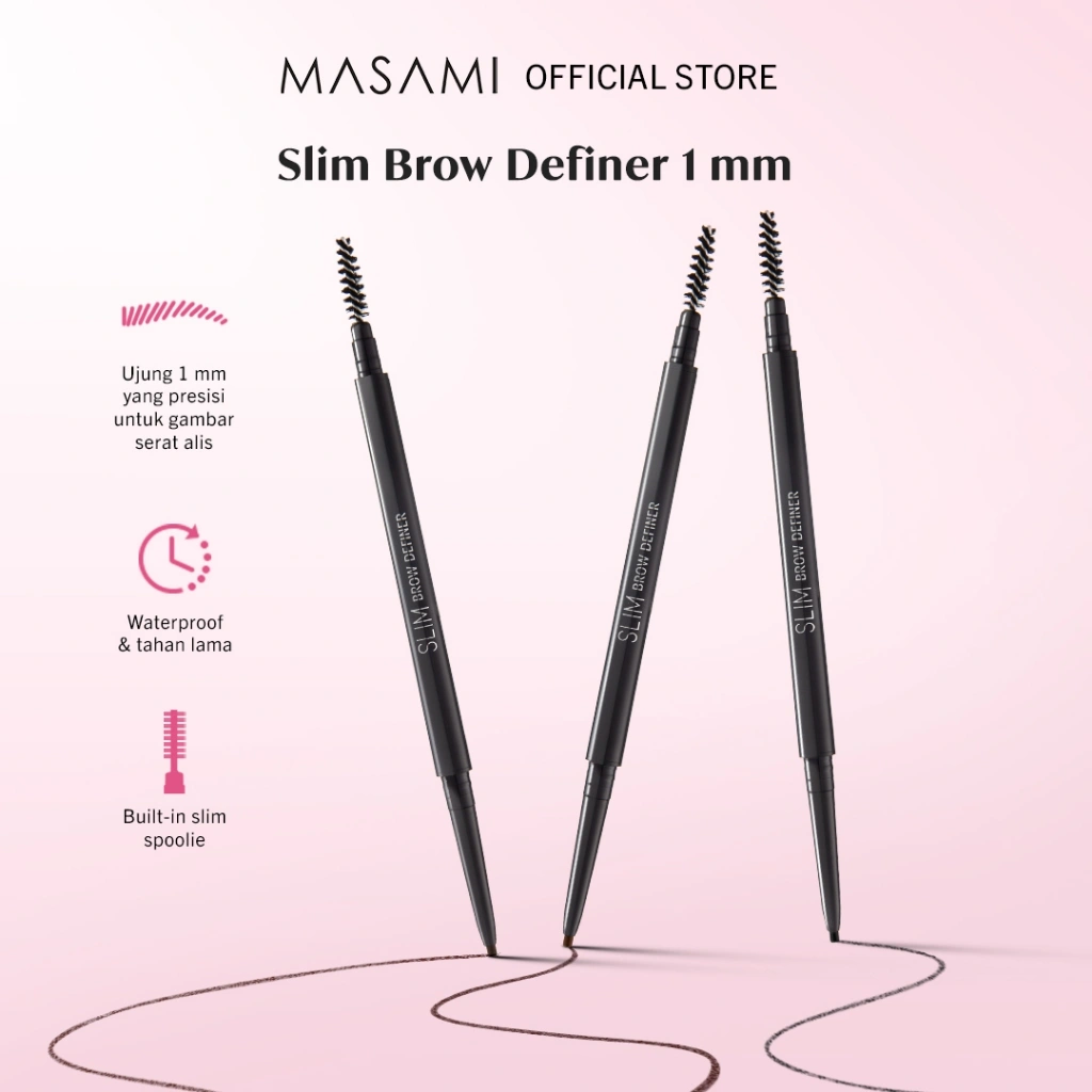 Masami Cosmetics 1mm Slim Brow Definer Eye Brow | Pensil Alis Ujung Tipis Presisi Eyebrow Pencil Smooth High Pigment Long Lasting Waterproof