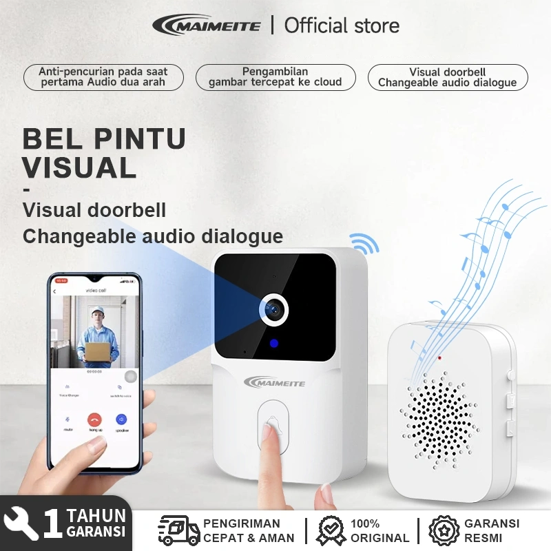 MAIMEITE Bel Rumah Wireless Kamera WIFI Video Doorbell Smart Doorbell Waterproof