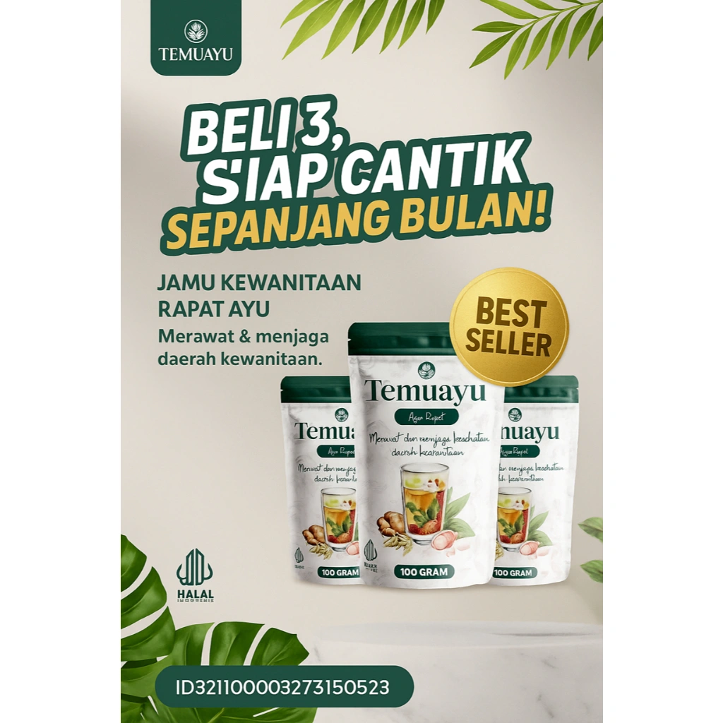 TEMUAYU - Bundling 3 Pcs Minuman Jamu Ayu Rapet -  Herbal Instan untuk Membantu Merawat dan Menjaga Kesehatan Daerah Kewanitaan