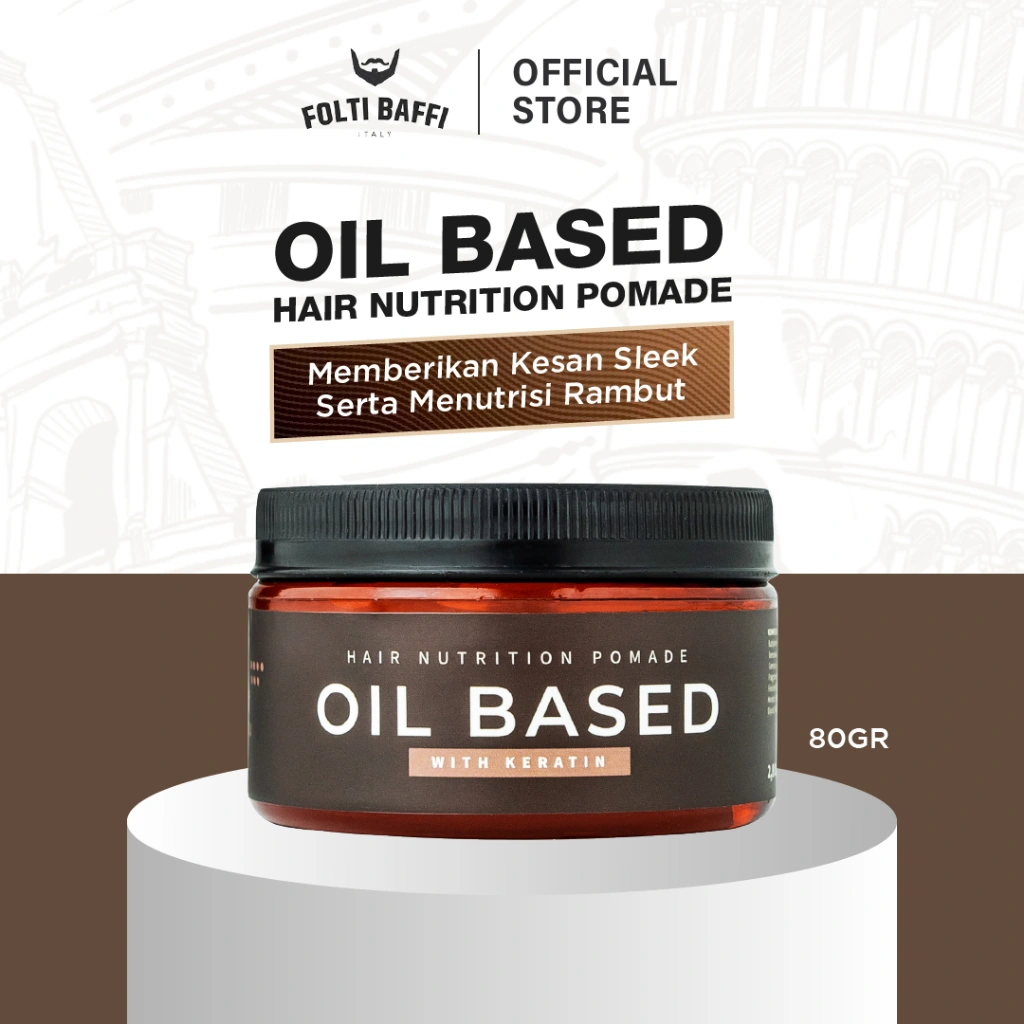 Oil Based Pomade - Untuk Rambut Kering - Hasil Mengkilap - FOLTI BAFFI