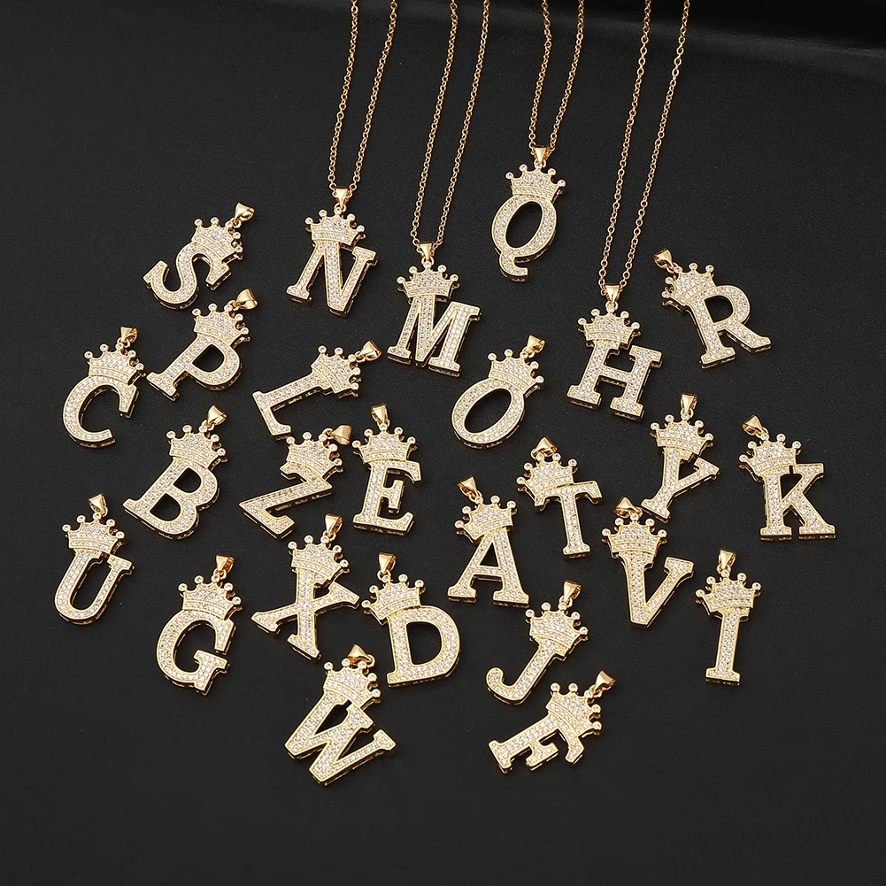 Kalung Baru/Kalung Liontin Wanita Terlaris/Modis dan Serbaguna/Kalung wanita perhiasan tembaga titanium baru, kalung emas, kalung liontin huruf A-Z dua warna, perhiasan batu permata baja tahan karat