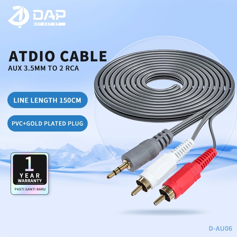DAP D-AU06 Cable Audio Aux Jack 3.5mm to 2 RCA Lenght 150cm - Garansi 1 Tahun