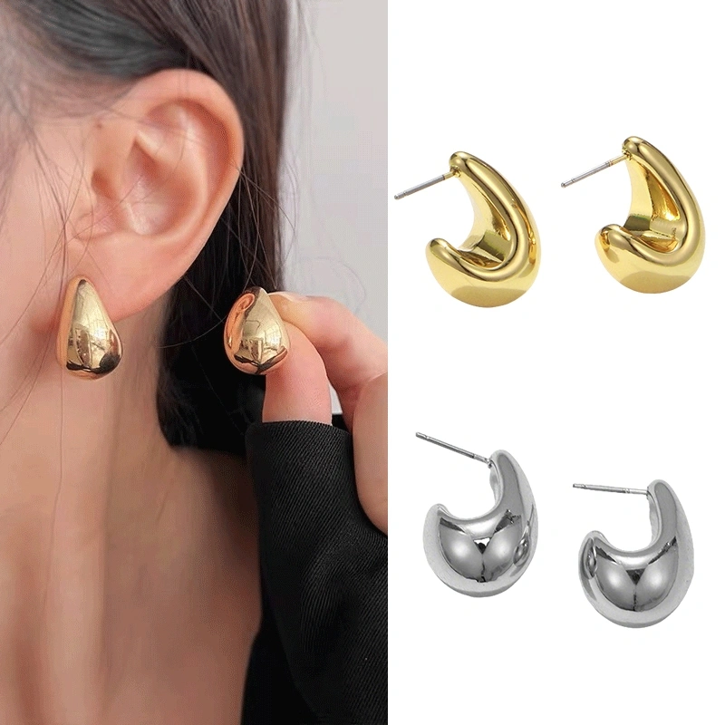 Anting tetes air mata tidak beraturan/anting berlapis emas 925/anting jilbab sederhana