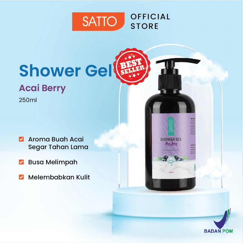 Satto Shower Gel Acai Berry 250ml – Mencerahkan, Melembapkan & Wangi Segar Tahan Lama