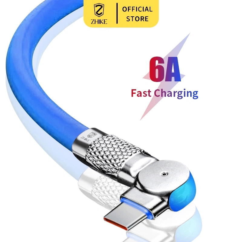 ZHIKE Kabel Data Fast Charging Micro USB Untuk Lightning Type-C Silikon Cair Cable 120W Rotasi 180° 1M-1.5M For iPhone Android