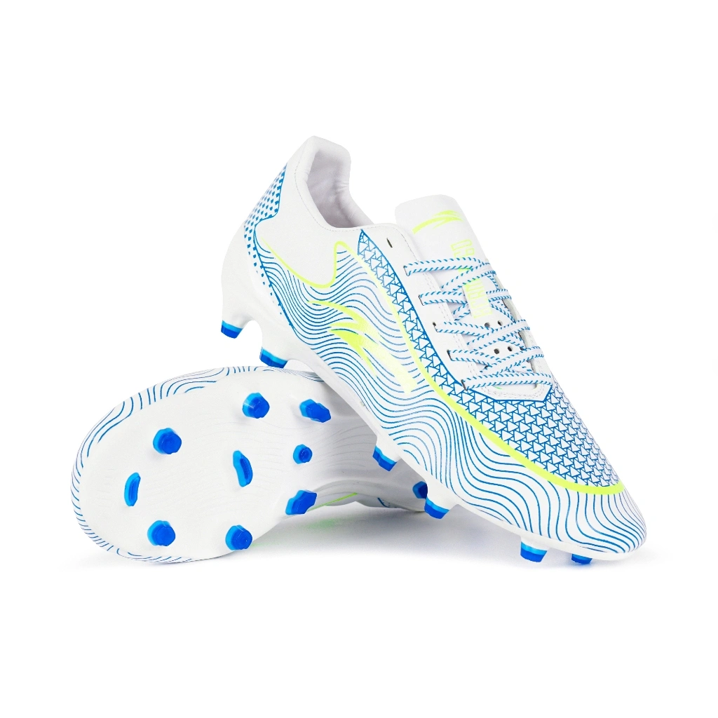 Sepatu Sepak Bola Bermen'go Veloci Alegre Elit Limitid FG White Blue/Neon