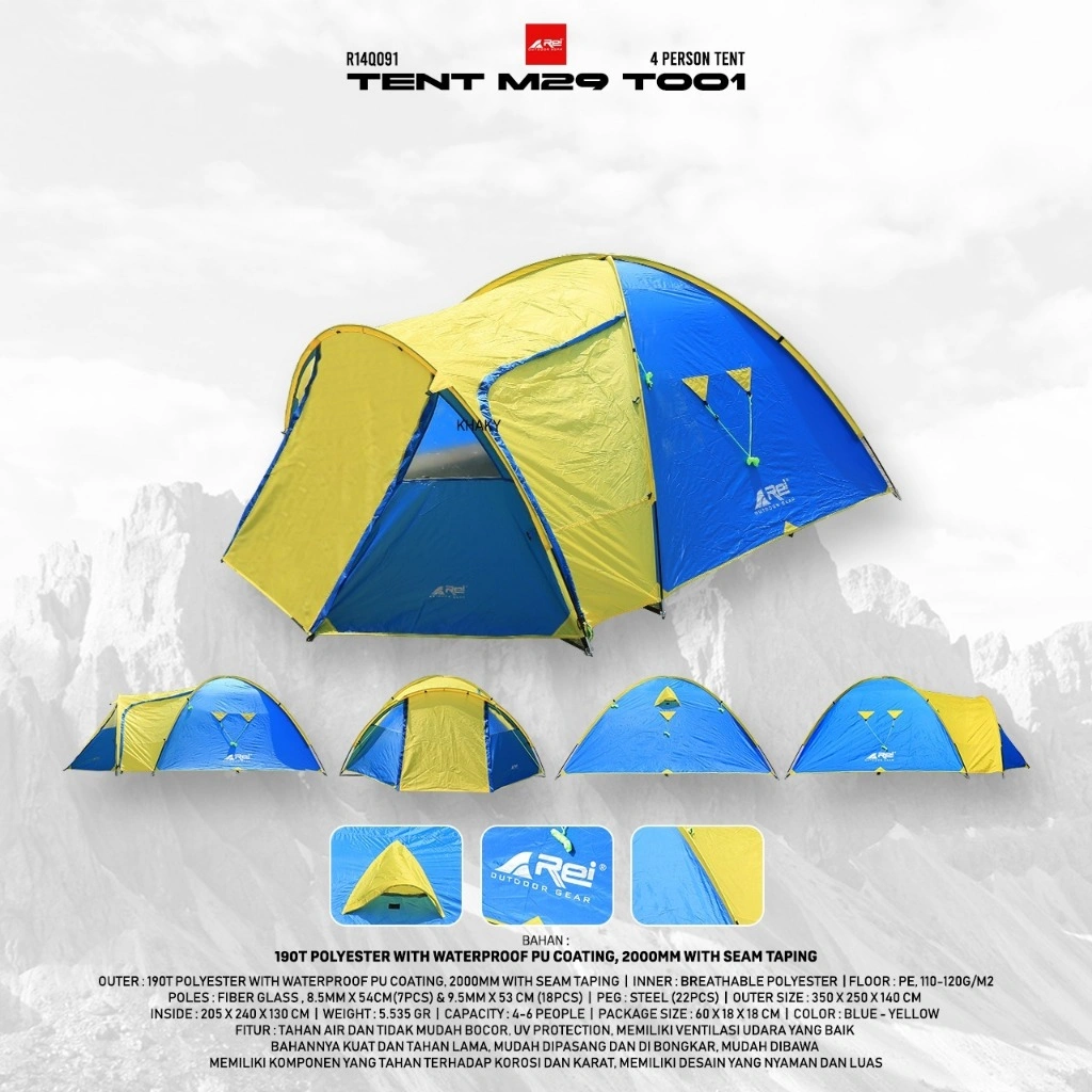 Tenda Camping M29/T001 Kapasitas 4-6 Orang Arei Outdoorgear