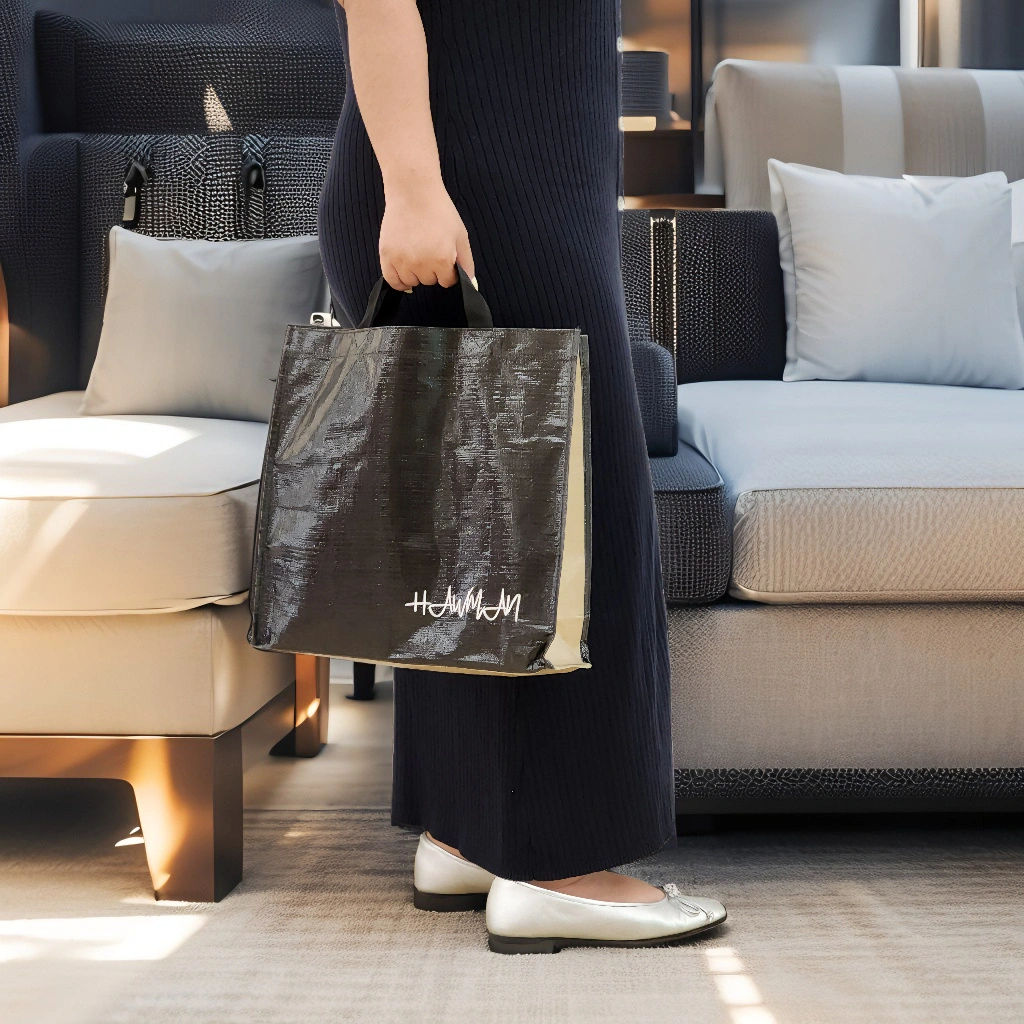 TOTE BAG  HAWMAN MINI TWO TONE BLACK & GOLD WATERPROOF