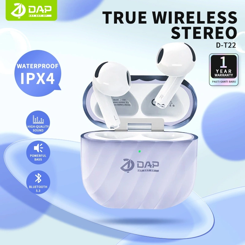 DAP D-T22  True Wireless Earbuds Bluetooth Earphone TWS Bluetooth 5.3 HIFI Sound - Garansi 1 Tahun