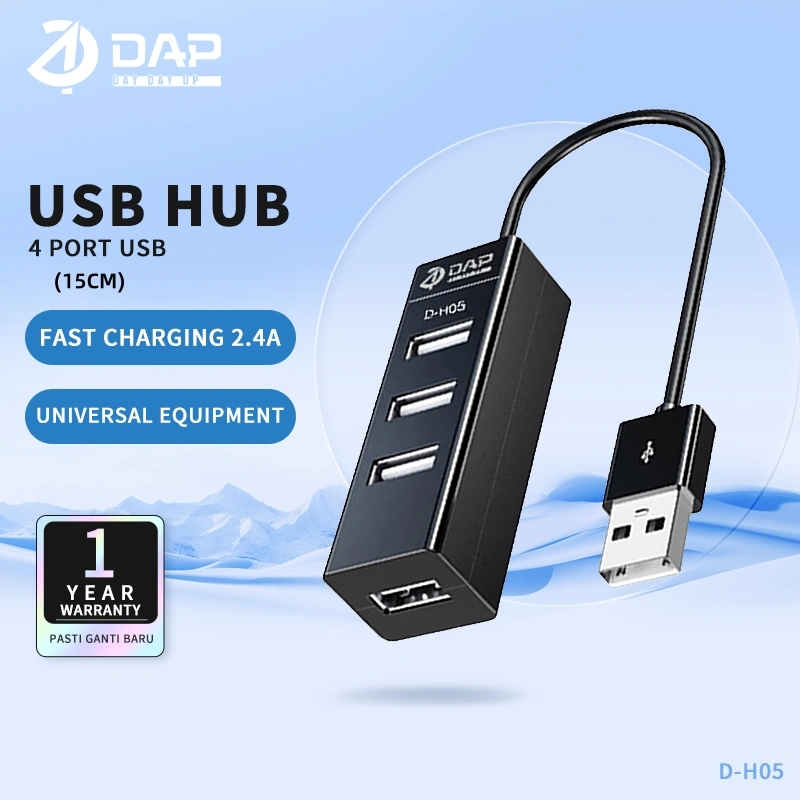DAP D-H05 USB HUB 4 Port USB 2.4A Lenght 15cm Smart Charging - Garansi Resmi 1 Tahun