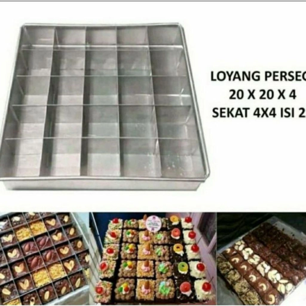 loyang brownies sekatan kukusan bolu ukuran 20x20x4 cetakan brownies