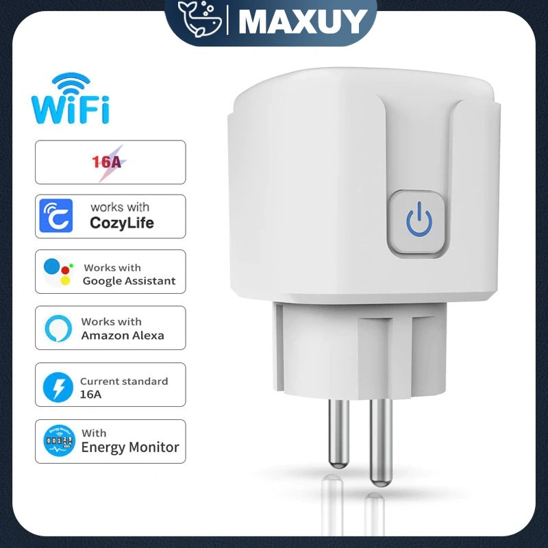 WiFi Smart Plug 16A Wireless Saklar with Colokan Energy Monitoring Statistic Smart Home Colokan Stop Kontak Timer Colokan Pintar Wireless Smart Wifi Remote Control Single Socket - Home Smart Plug