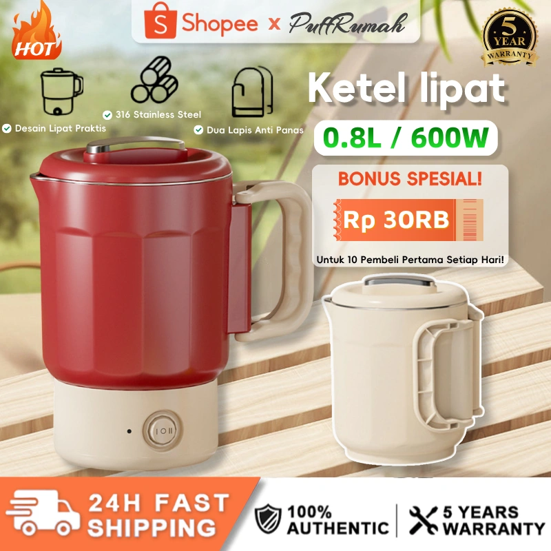[COD&100%Ori] PuffRumah 2025 Ketel Listrik Lipat Portable Multifungsi Teko Stainless Otomatis Travel